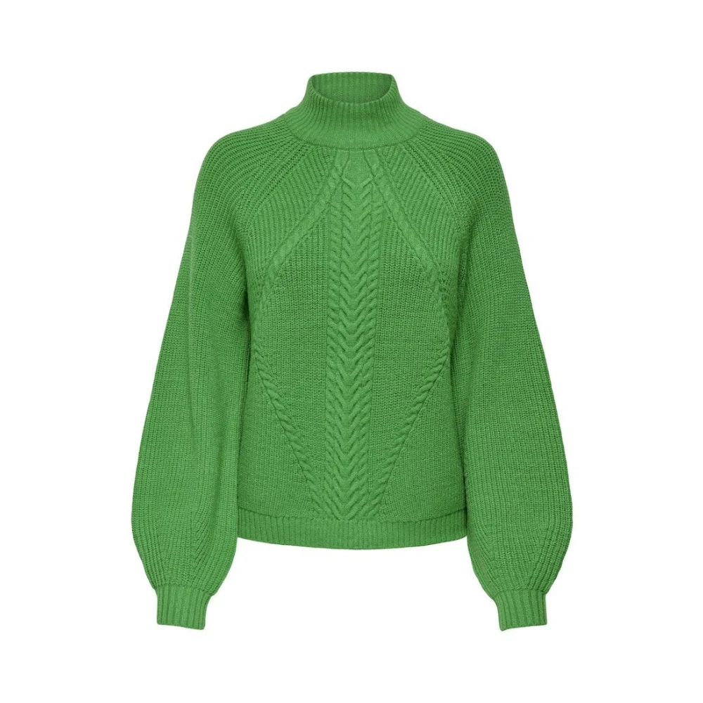 Only Groene Bee Highneck Gebreide Trui Green Dames