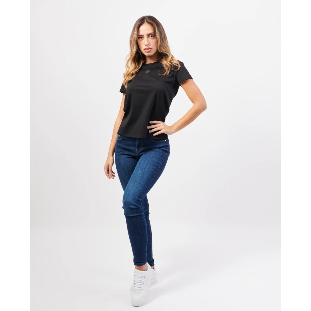 Hugo Boss Zwarte T-shirt met Double B-monogram Black Dames