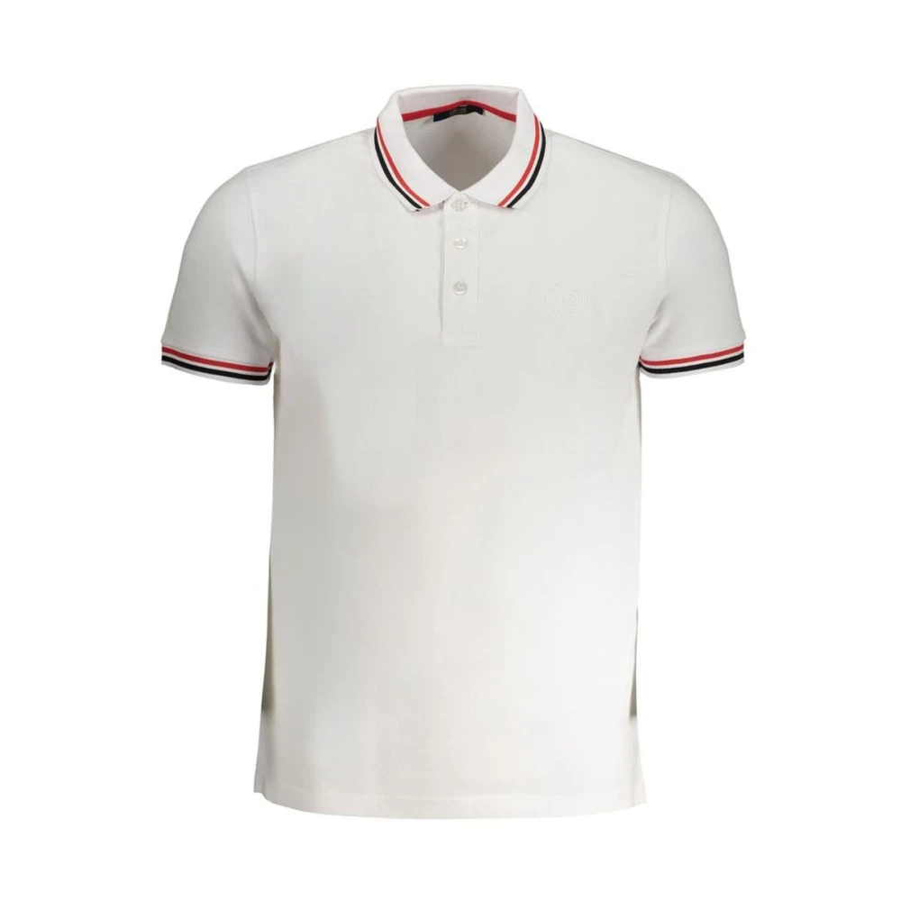 Cavalli Class Men's White Cotton Polo Shirt With Contrast Details