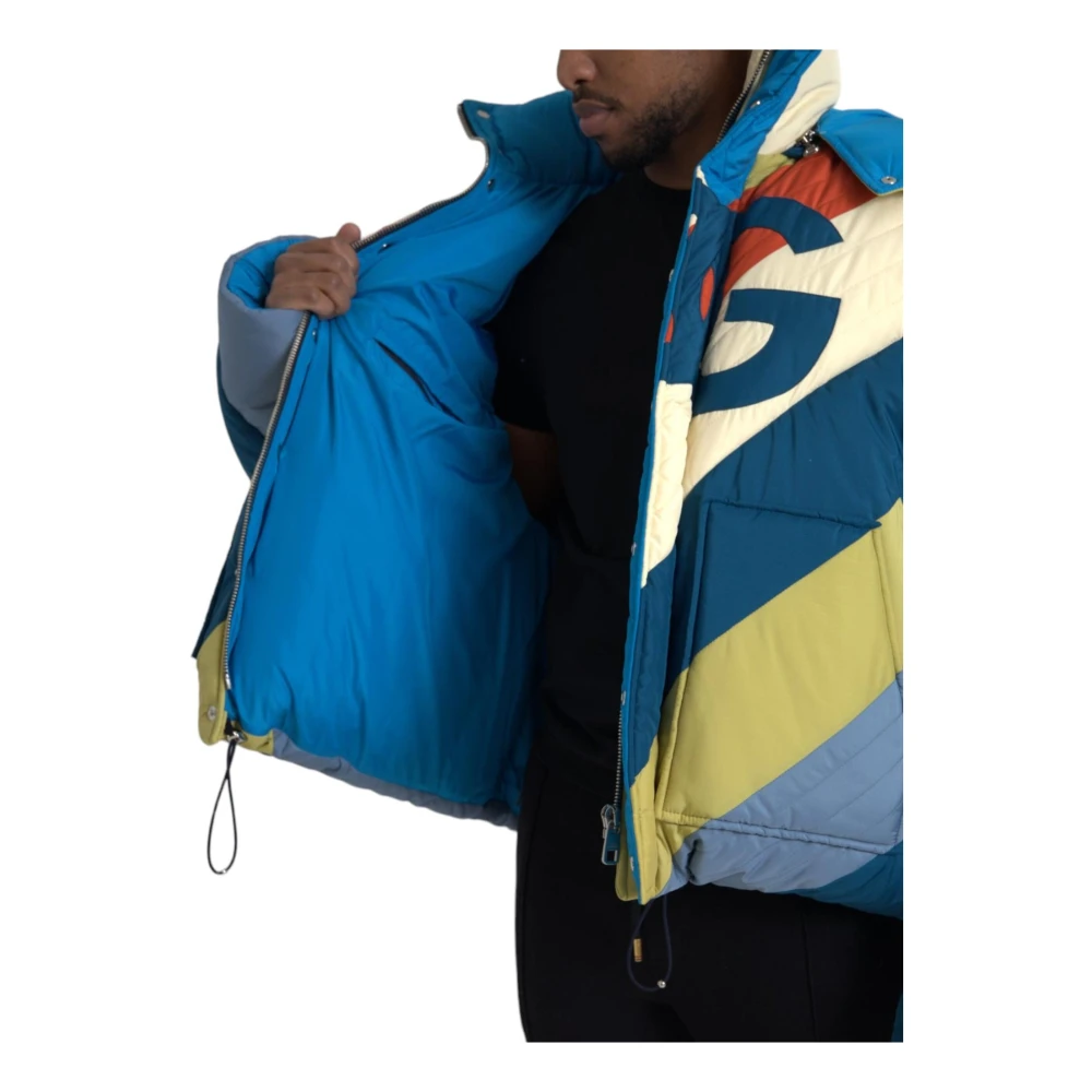 Dolce & Gabbana Multicolor Logo Patch Puffer Jas Heren Multicolor Heren