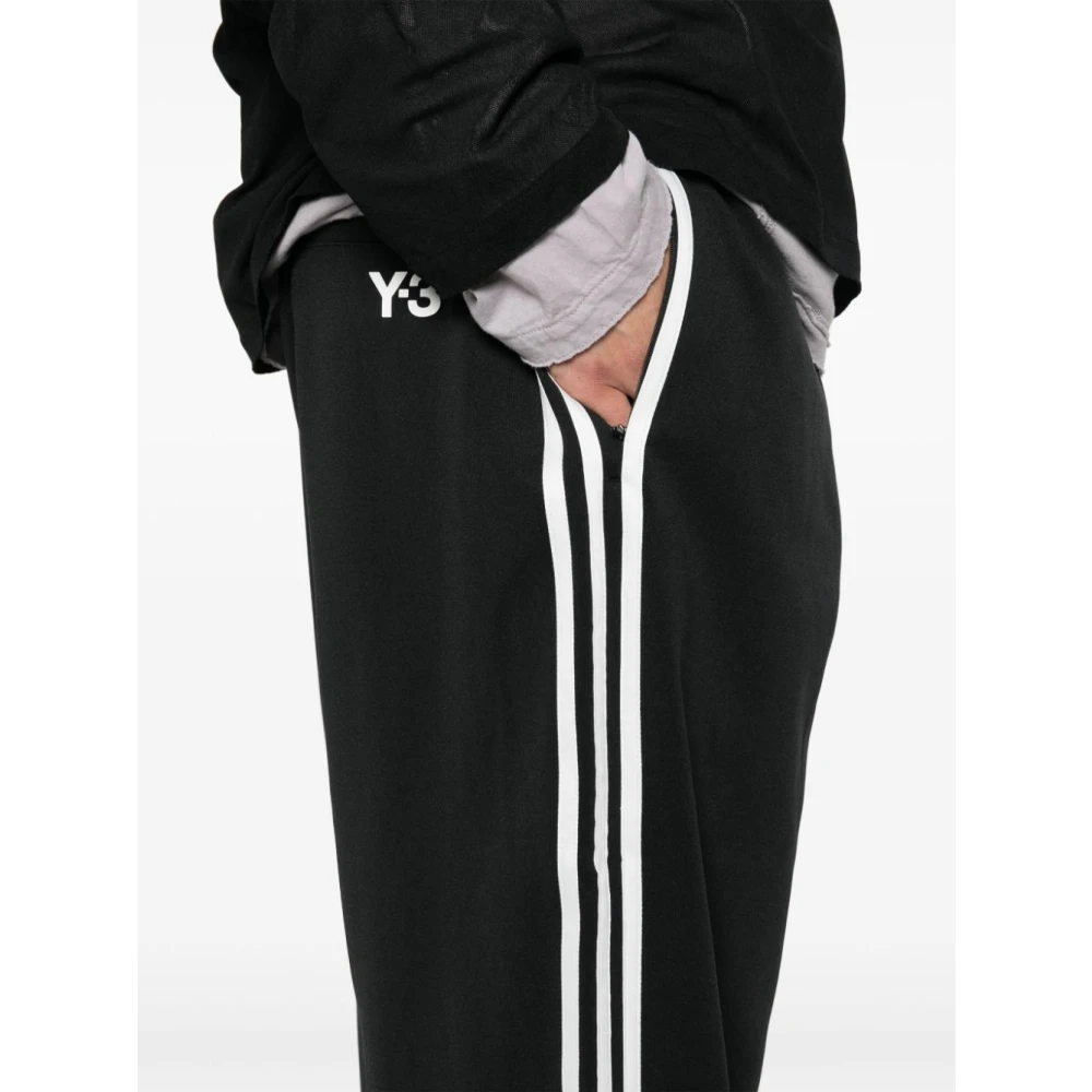 Y-3 Zwarte Broek met 3-Stripes Logo Black Heren