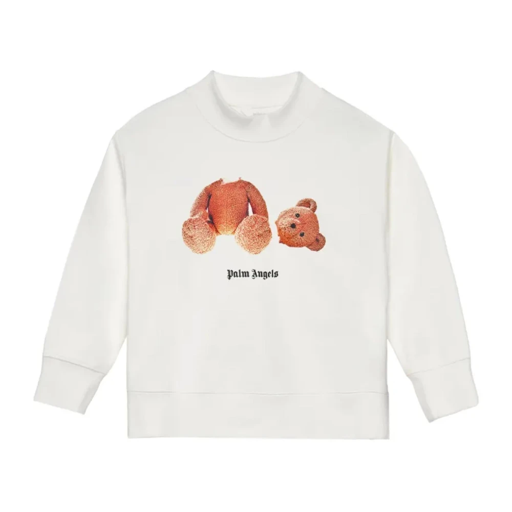 Palm Angels Boys Beige Kids Sweatshirts, 10 Y, Printed Crewneck Sweatshirt
