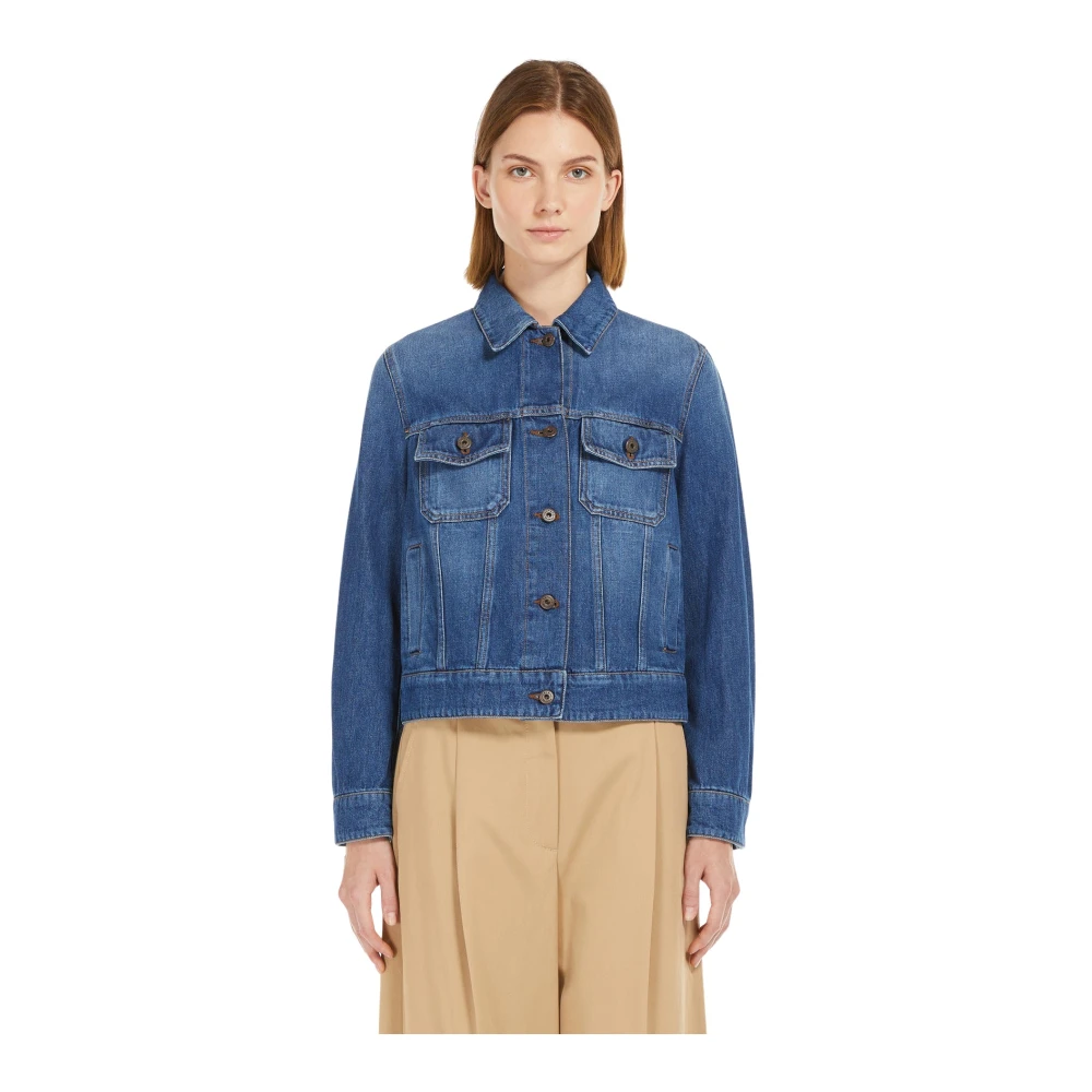 Max Mara Elegante Caduca Jas Blue Dames