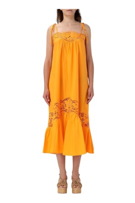 yellow-lace-detail-midi-dress