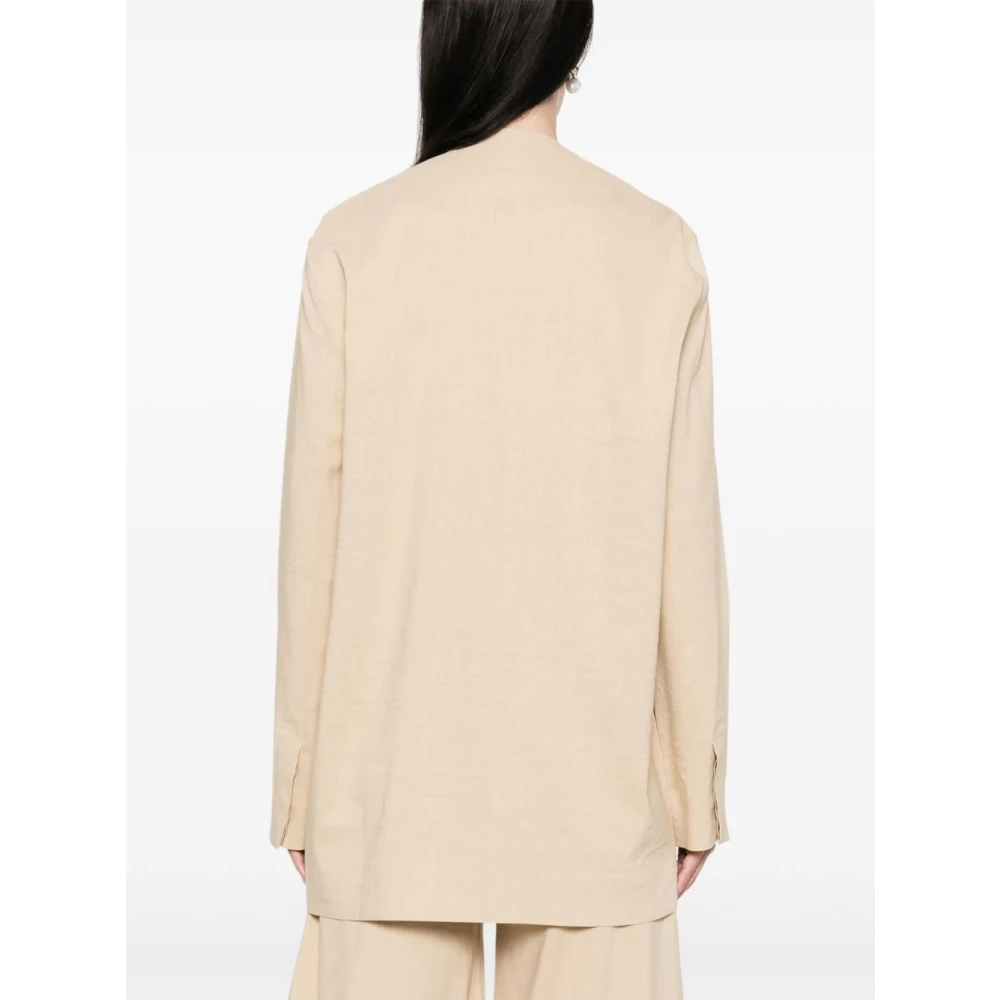 Cortana Beige Open Front Jas met Zakken Beige Dames