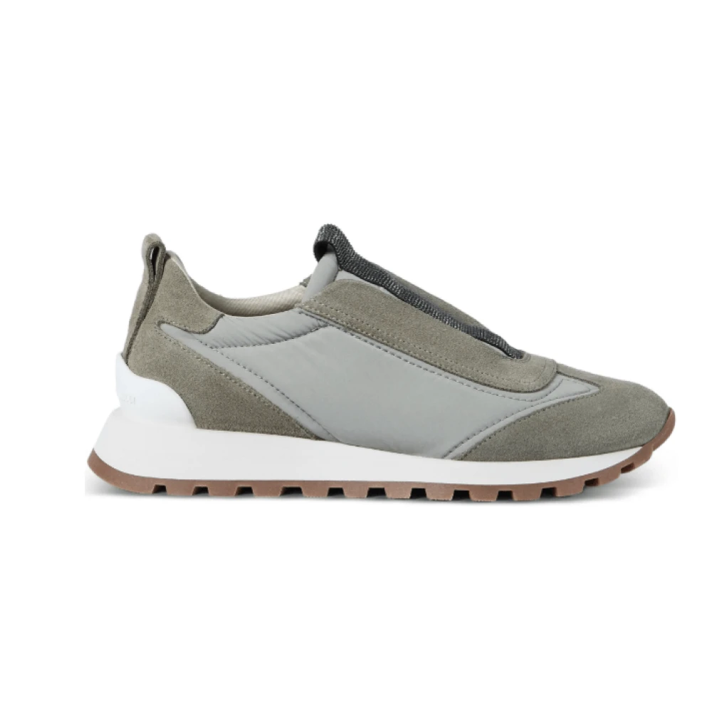Brunello Cucinelli Suede-panel Slip-On Sneakers Dames Schoenen Groen