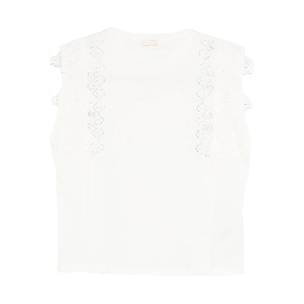 Liu Jo Women's White T-Shirt Con Applicazioni