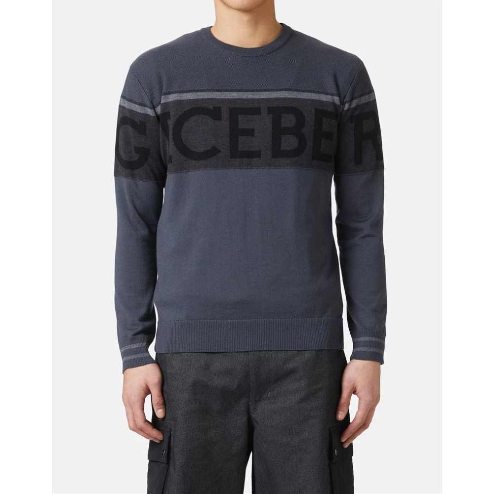 Iceberg Wollen trui met logo Gray Heren