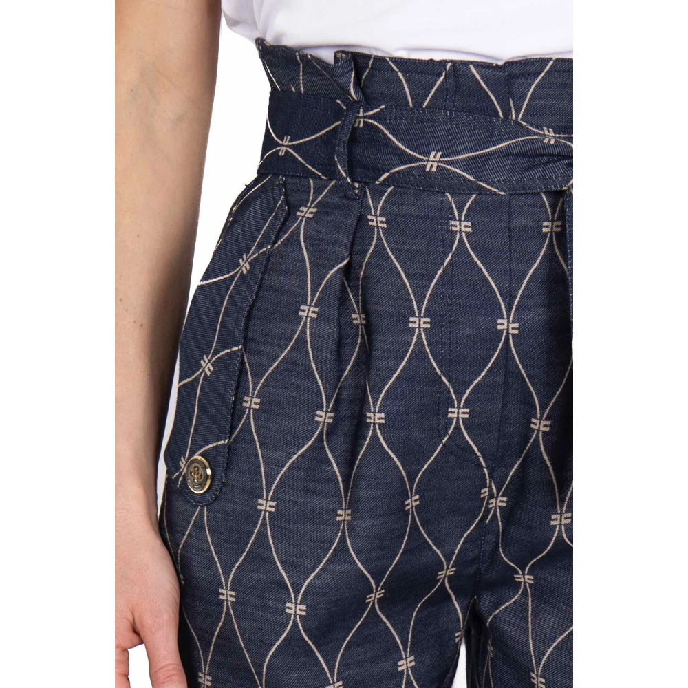 Elisabetta Franchi Hoge taille denim broek met riem Blue Dames