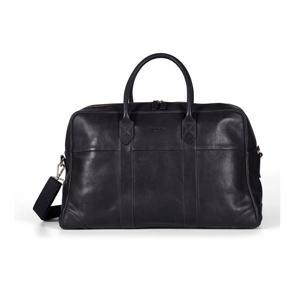 Howard London Zwarte Leren Weekendtas Black Heren