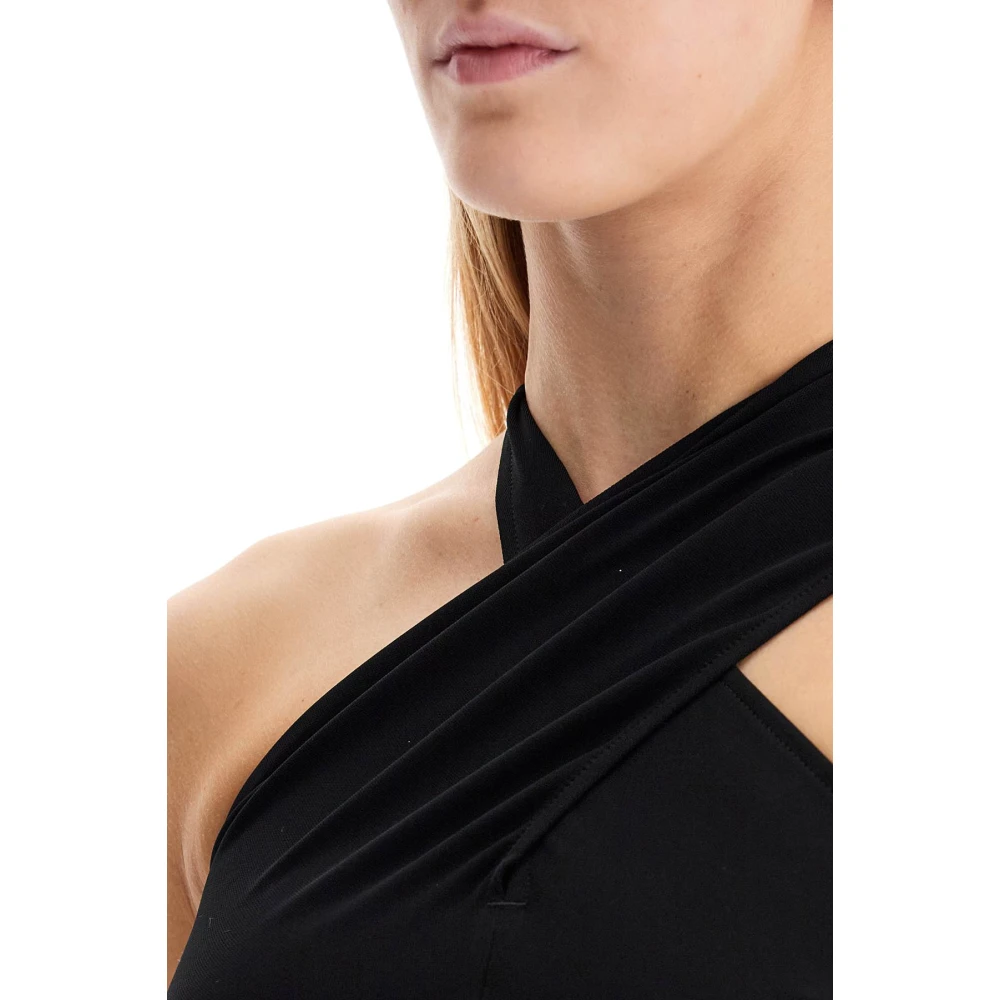 Courrèges Asymmetrische Kruis Mini Jurk Black Dames