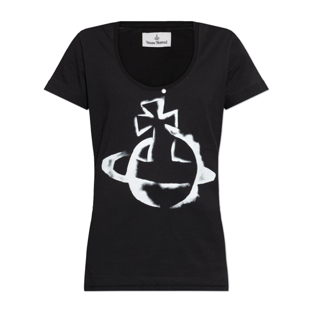 Vivienne Westwood Zwarte Katoenen T-shirt met Logo Black Dames