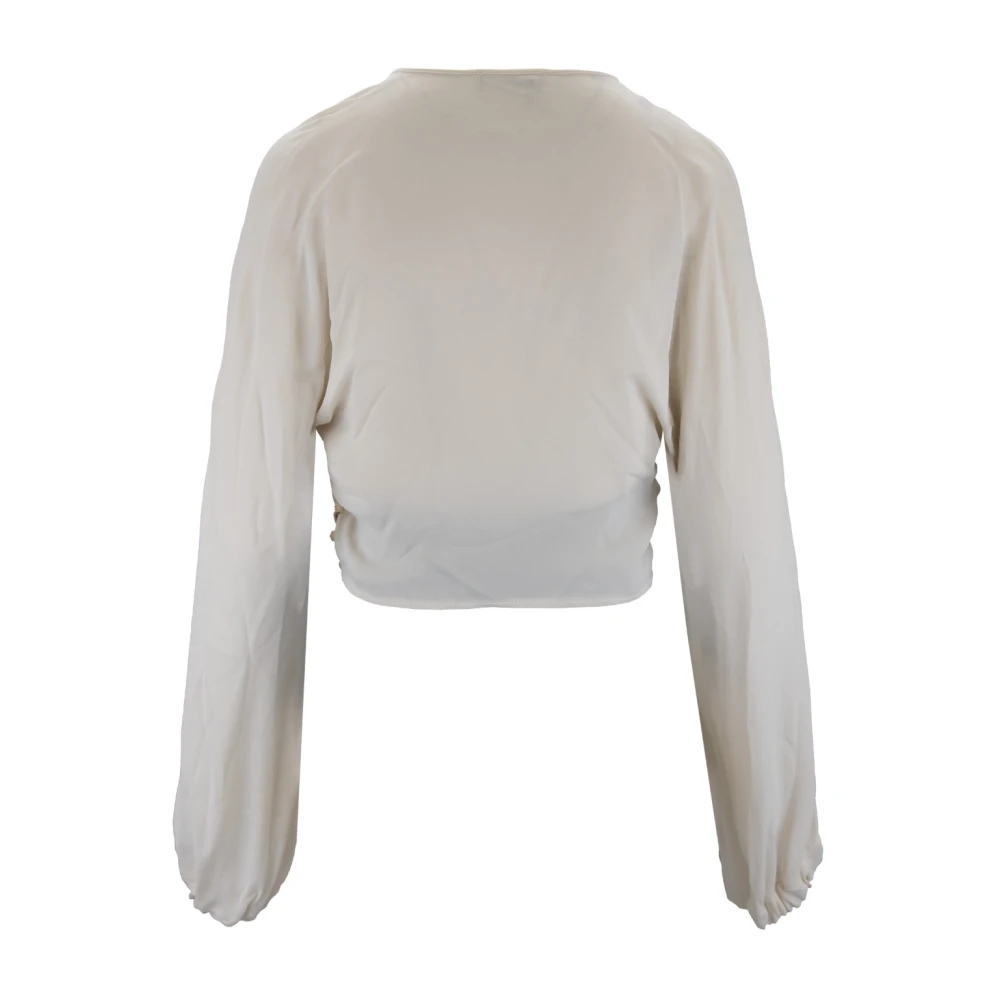 Elisabetta Franchi V-hals Blouse met Uniek Detail Beige Dames
