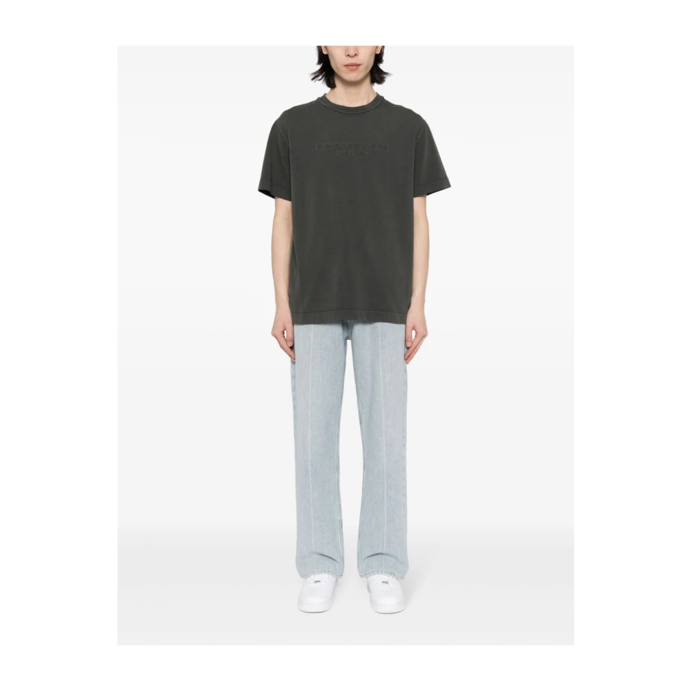 alexander wang Geëmbosseerd Logo Crew Neck T-shirt Gray Dames