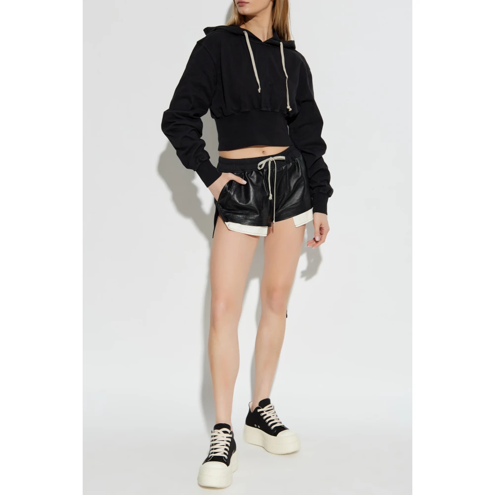 Rick Owens Korte hoodie Black Dames