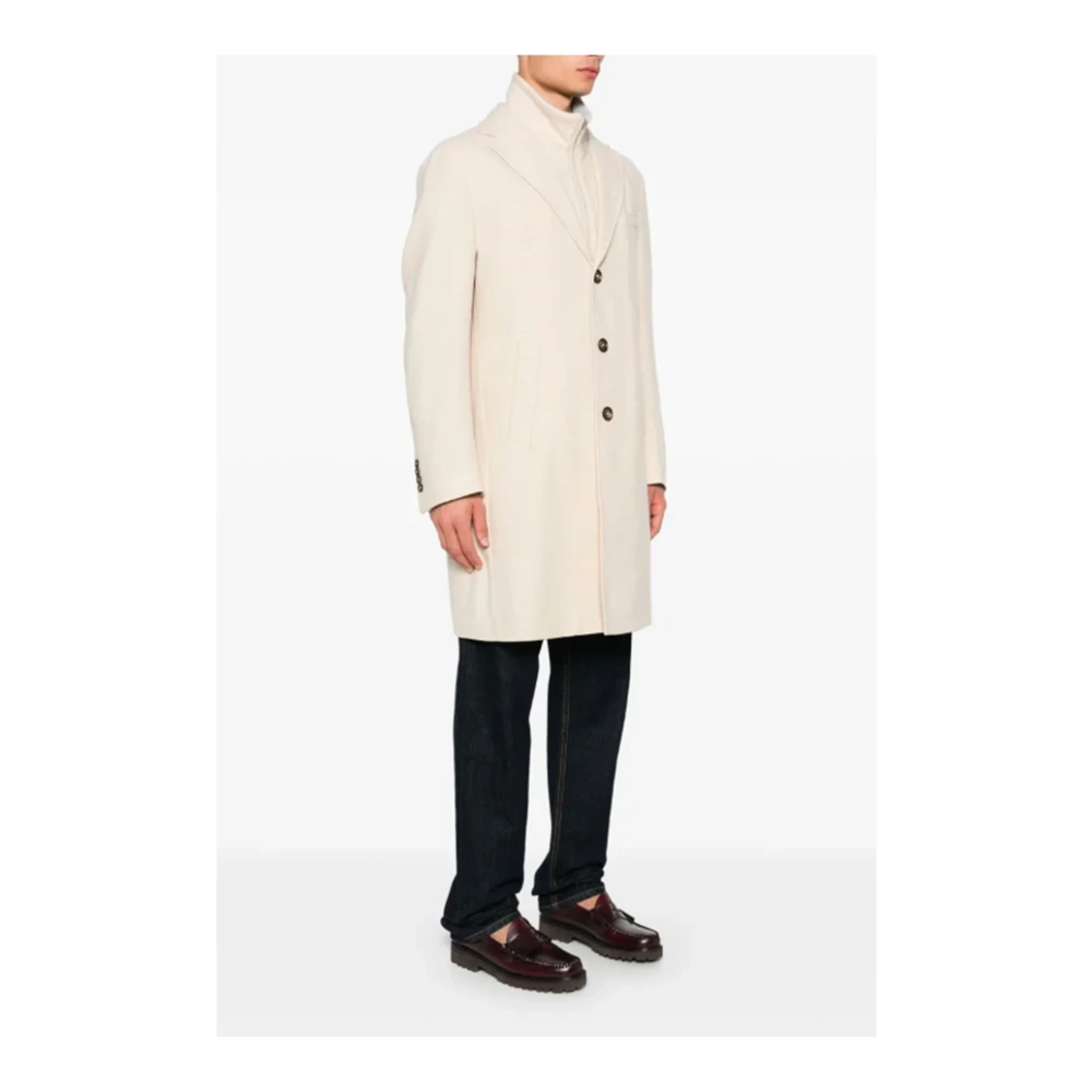 Eleventy Wollen jas met Mélange Effect Beige Heren