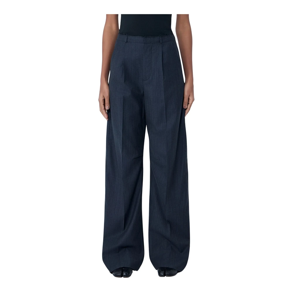 Mm6 Maison Margiela Women's Black Wide Trousers, Xs, Wide-Leg Tailored Trousers