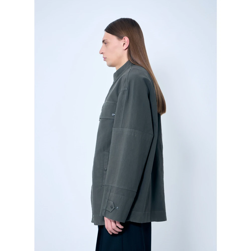 Dries Van Noten Jas met paneelconstructie en opa kraag Gray Heren