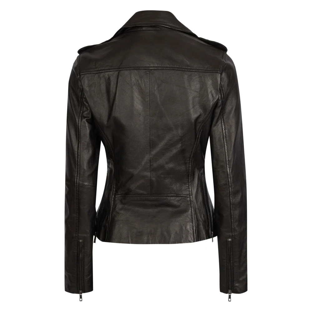 Bugatti Klassieke leren jas met stijlvolle details Black Dames