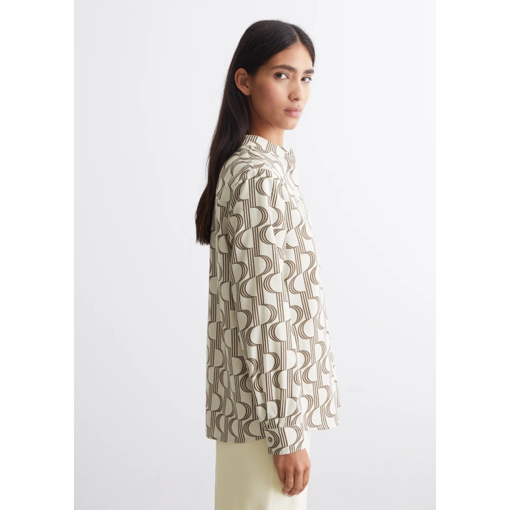 Marc O'Polo Blouse met norHeren opstaande kraag Beige Dames
