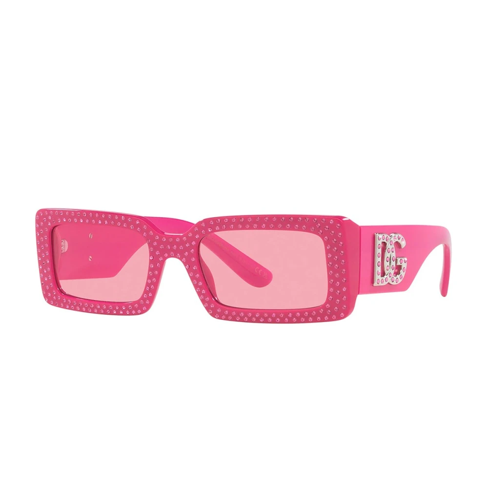 Dolce & Gabbana Damen Rosa Große Kristall Sonnenbrille