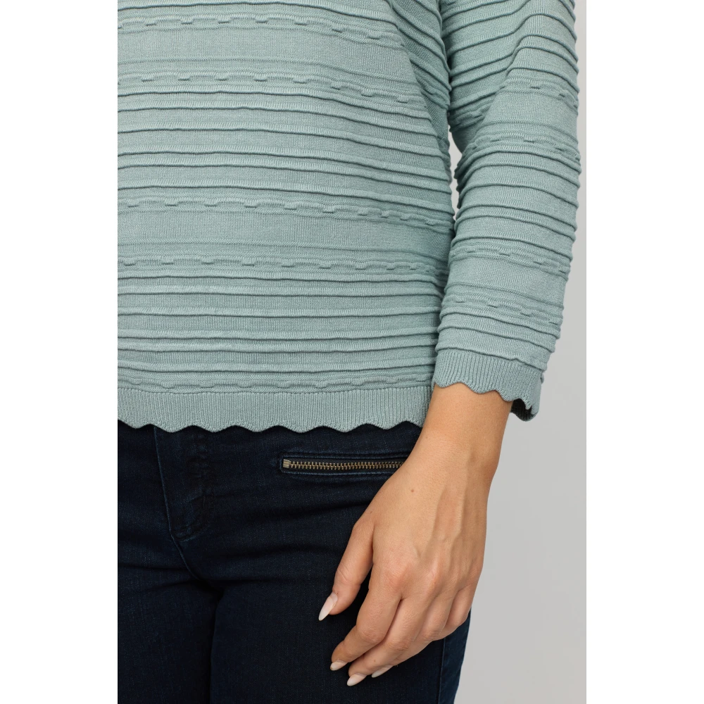 2-Biz Groene Sweater Lara met Ronde Hals Green Dames