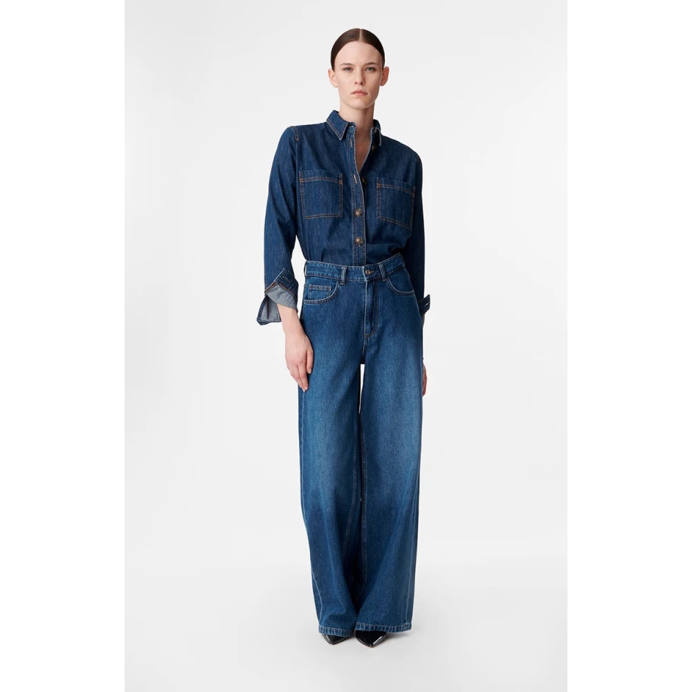 Vanessa Bruno Wijd uitlopende jeans met hoge taille Blue Dames