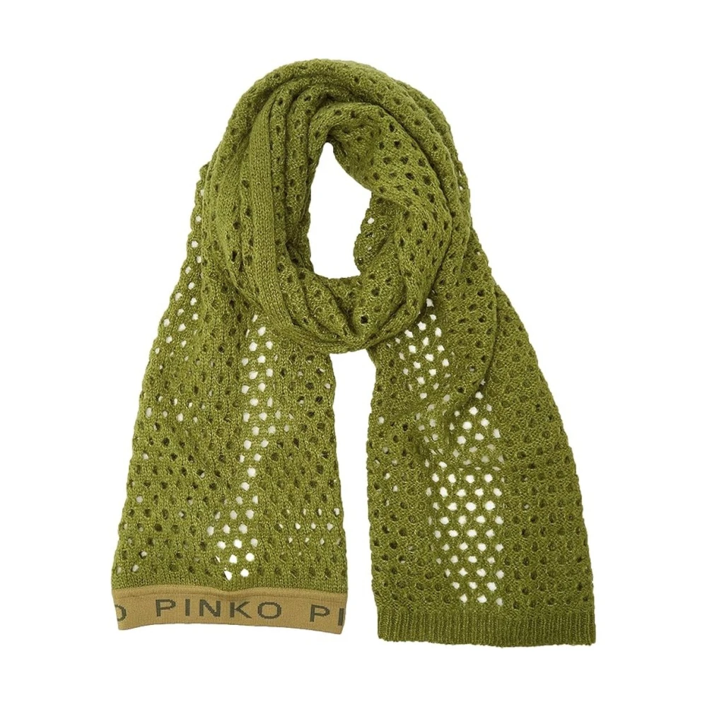 Pinko Mesh Alpaca Sjaal met Logoprint Green Unisex