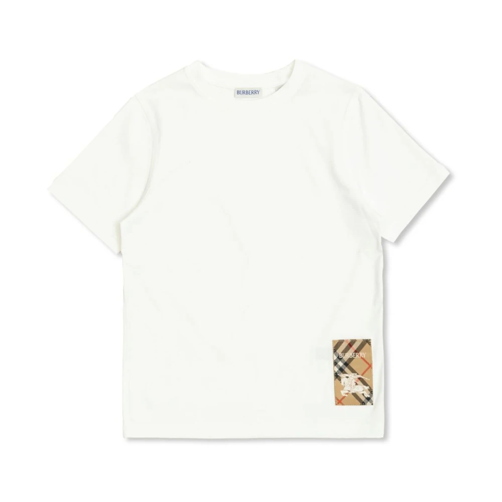 Burberry Check Logo Crew Neck T-shirts White, Pojke