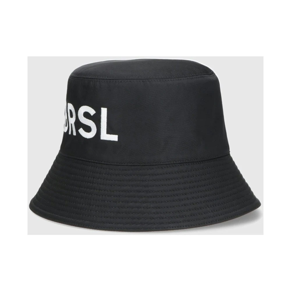 Borsalino Waterdichte Nylon Bucket Hat met Borduursel Black Unisex