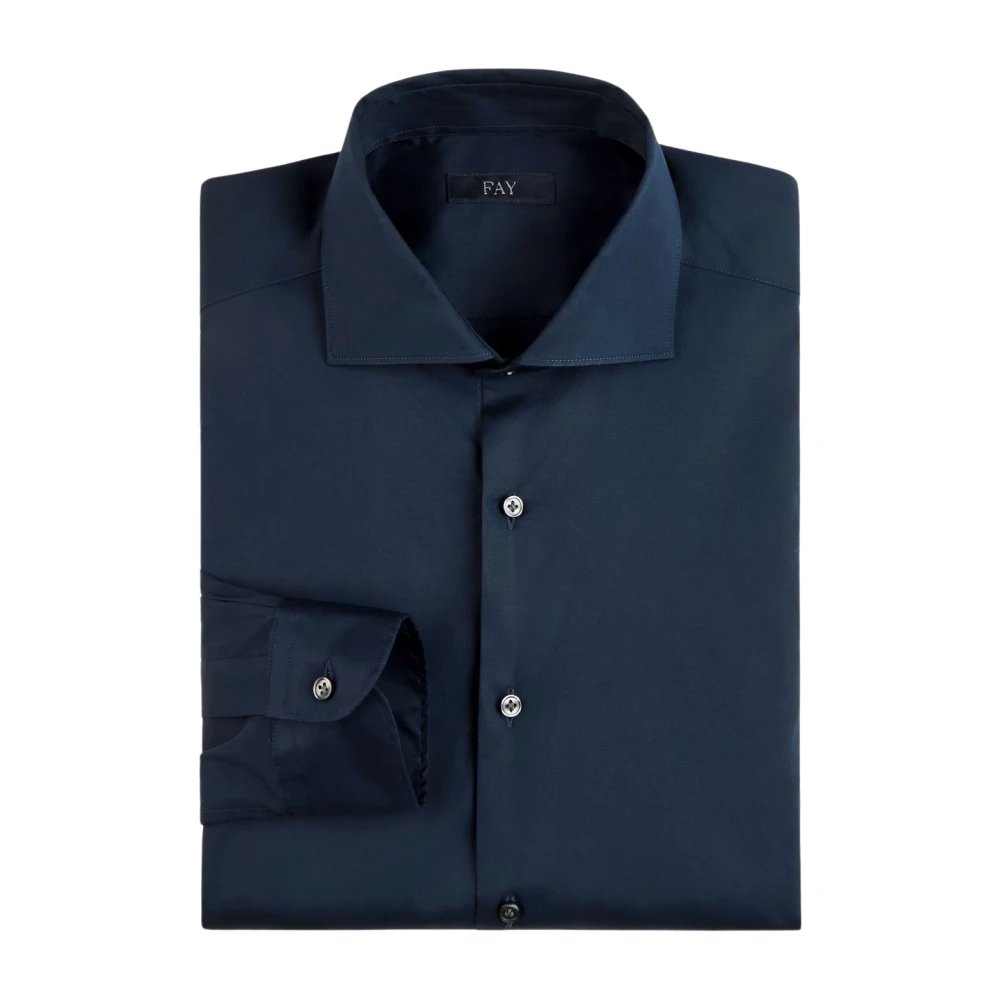 Fay Stretch Poplin Overhemd Blue Heren