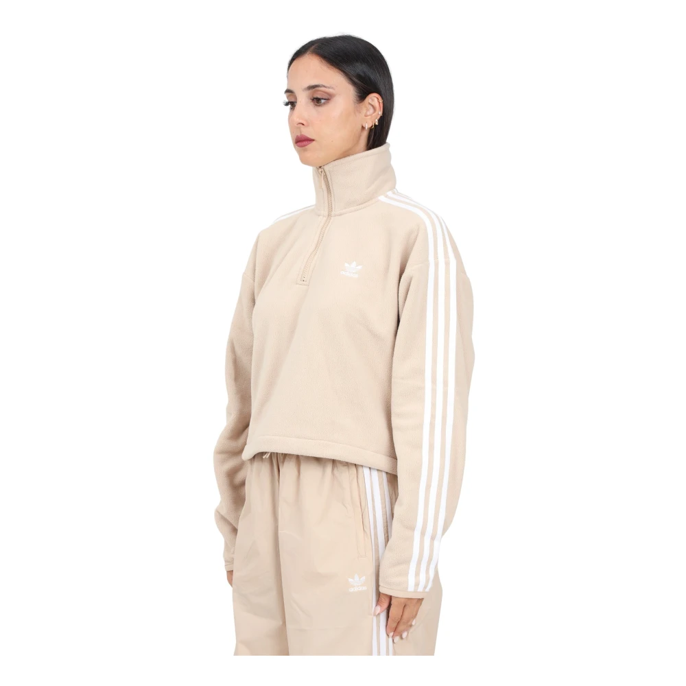 adidas Originals Beige Half-Zip Polarf Sweatshirt Beige Dames