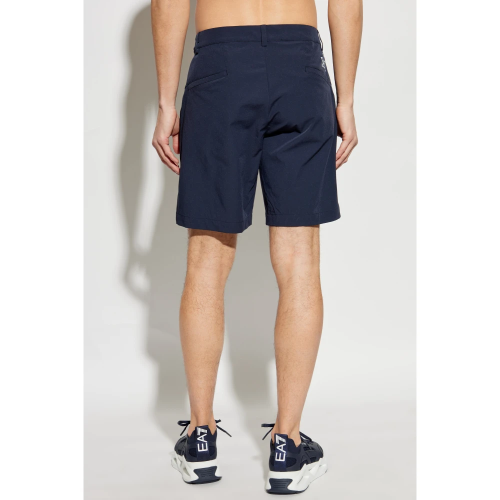 Emporio Armani EA7 Shorts met bedrukt logo Blue Heren