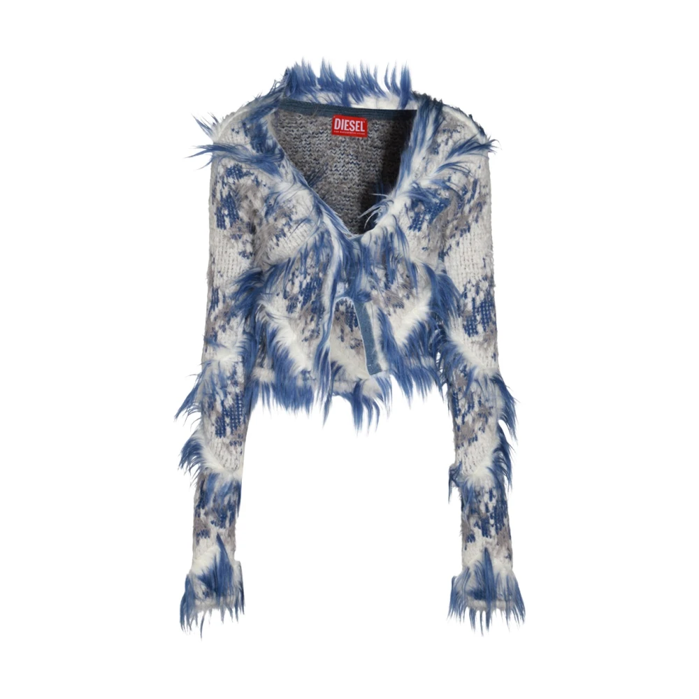 Diesel Blauwe Wollen Trui V-Hals Blue Dames