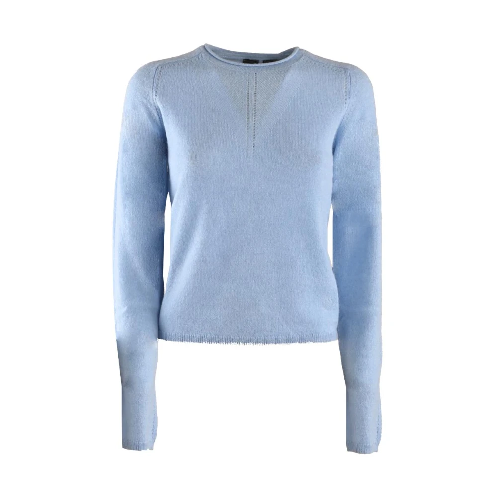 Pinko Lichtblauwe Crewneck Alpaca Zijde Trui Blue Dames