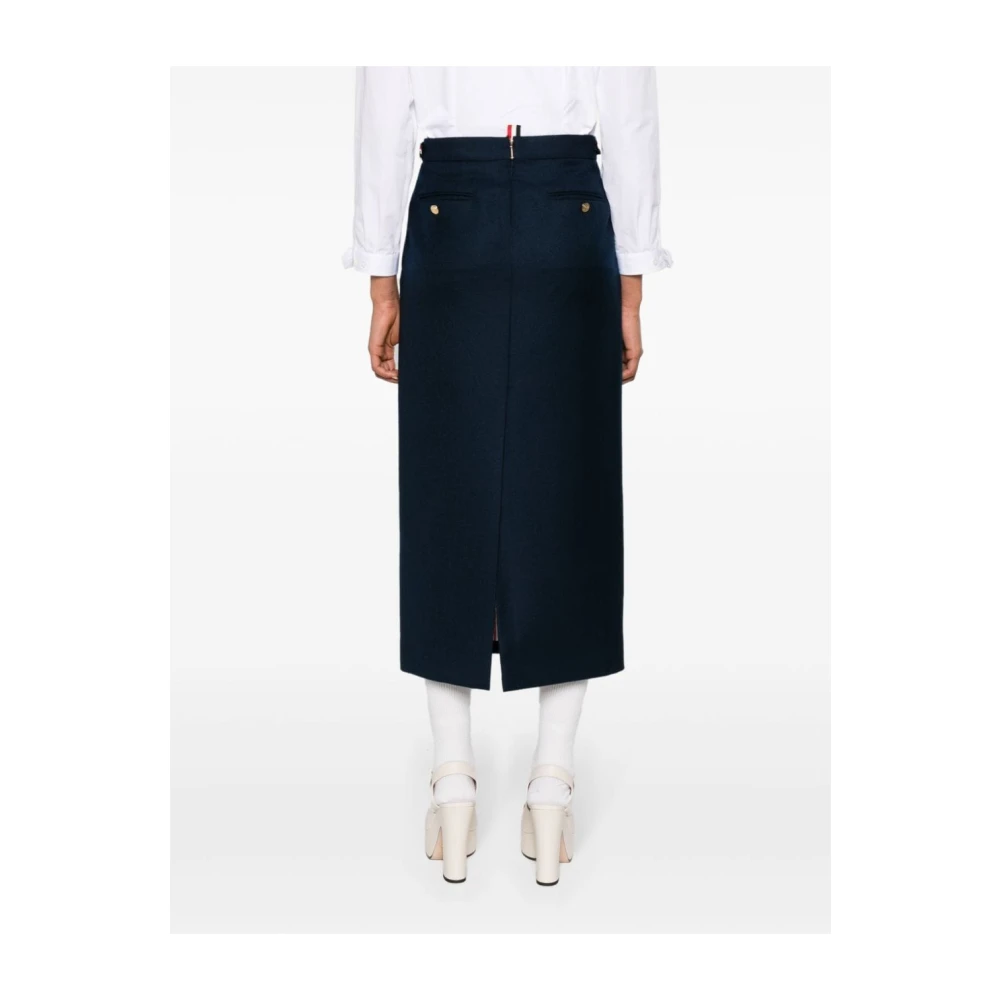 Thom Browne Blauwe kokerrok met tricolor details Blue Dames