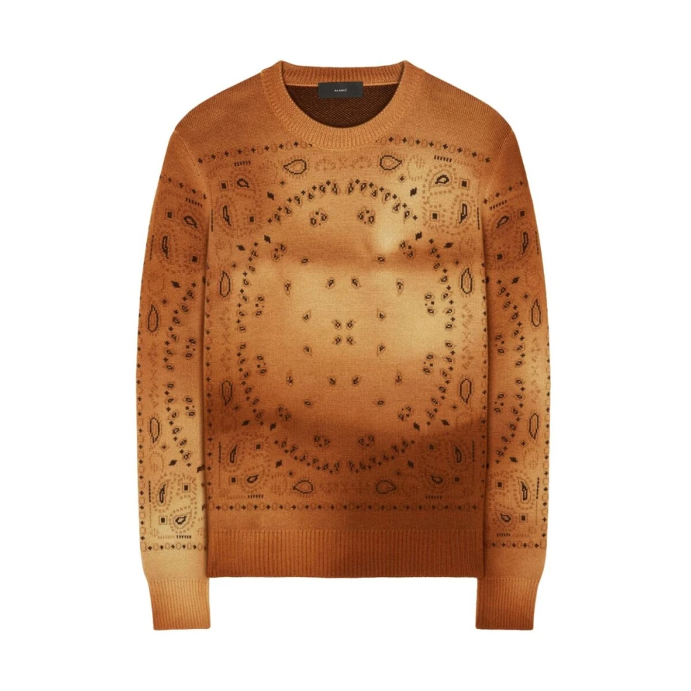 Alanui Paisley Gebreide Wollen Trui Brown Heren