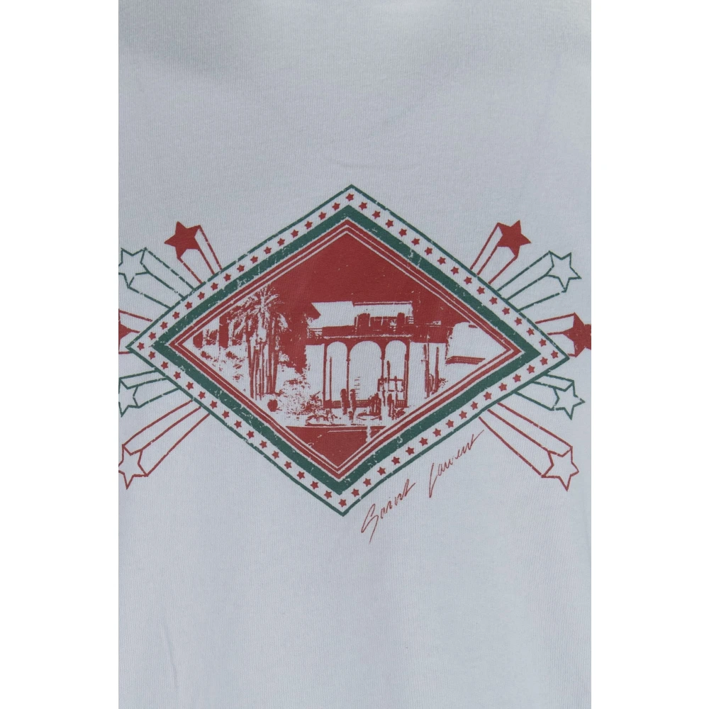 Saint Laurent T-shirt met grafische print van katoen met ronde hals White Heren