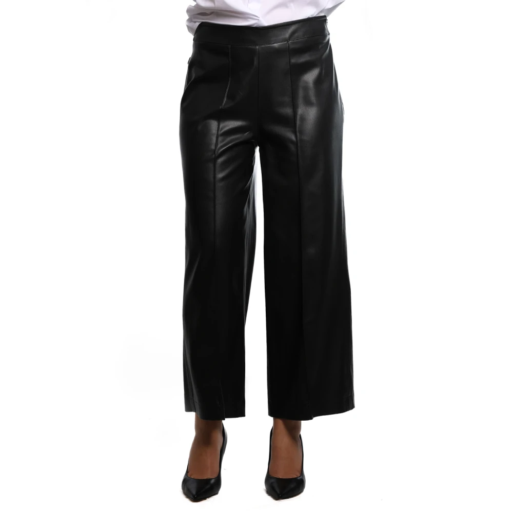Jijil Hoge taille zwarte polyester broek Black Dames