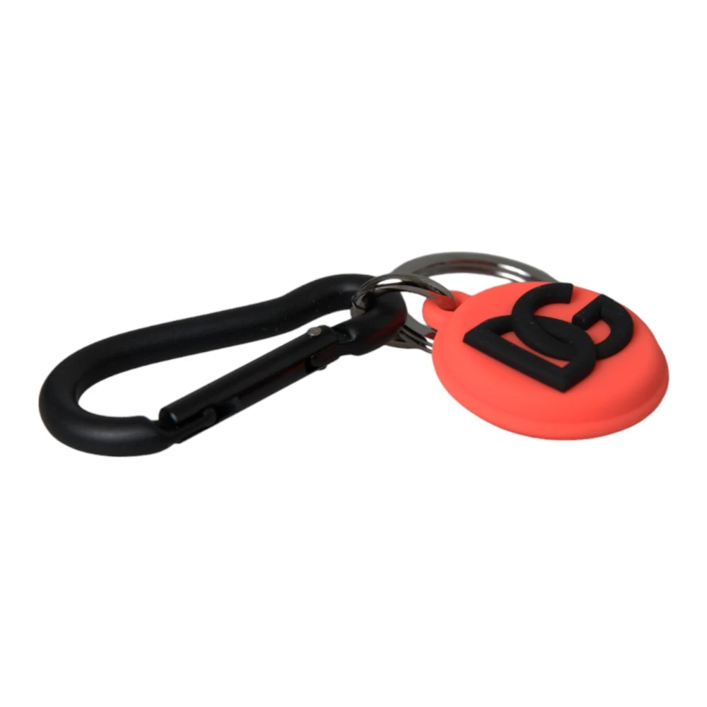 Dolce & Gabbana Rood Oranje Rubber Logo Sleutelhanger Orange Unisex
