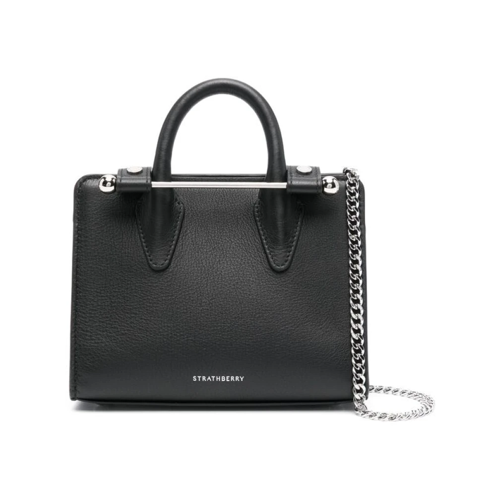 Strathberry Zwarte Leren Schoudertas met Ketting Black Dames