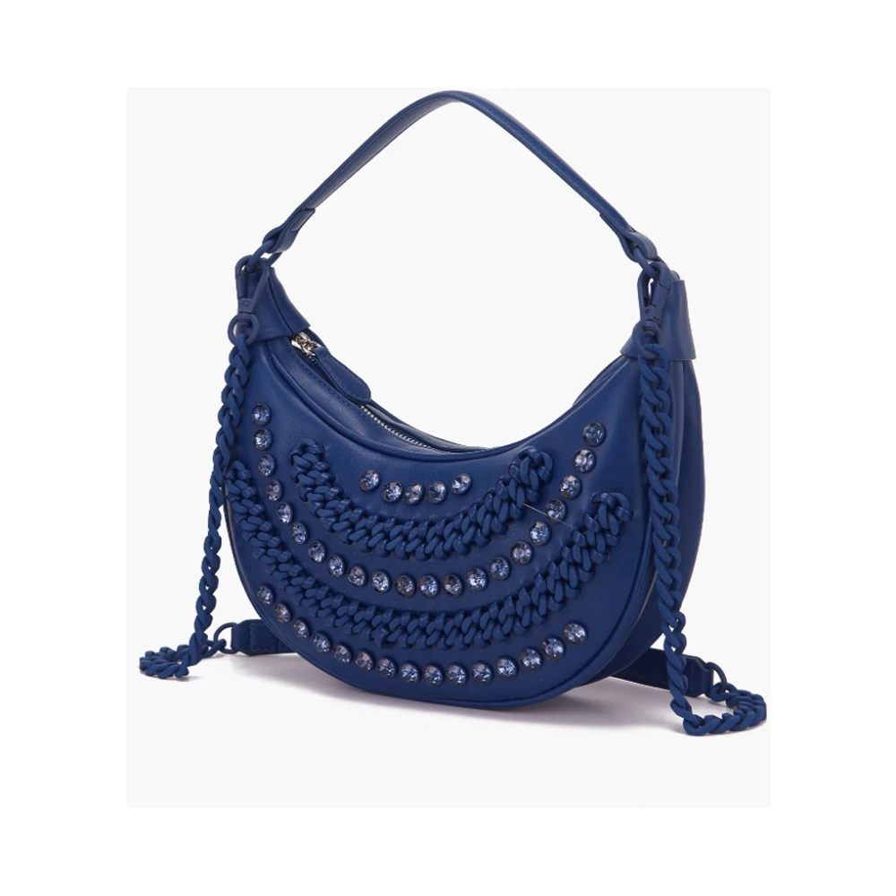 La Carrie Blauwe Andromeda Kleine Handtas met Kettingen en Strass Blue Dames
