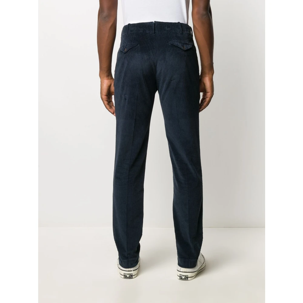 Incotex Blauwe Katoenen Broek met Riemlussen Blue Heren