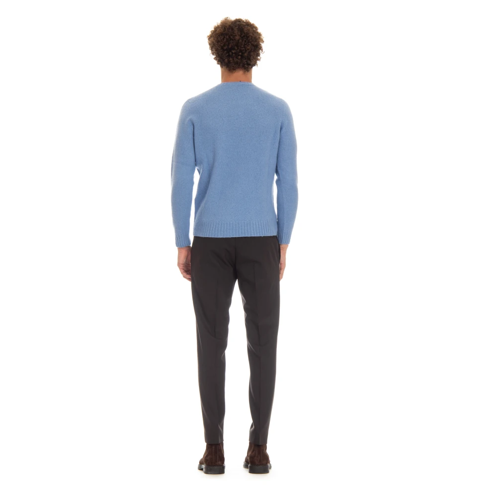 Drumohr Blauwe Crew Neck Sweater Zachte Touch Blue Heren