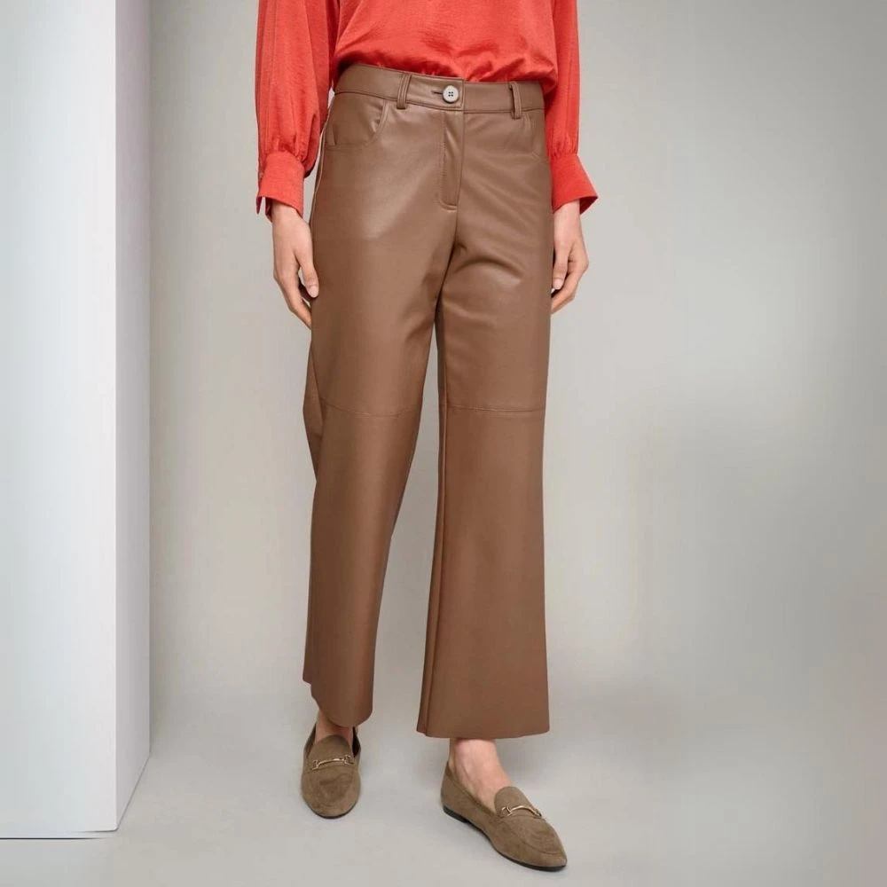 Marie Méro Moderne Glanzende Broek voor Feestelijke Outfits Brown Dames