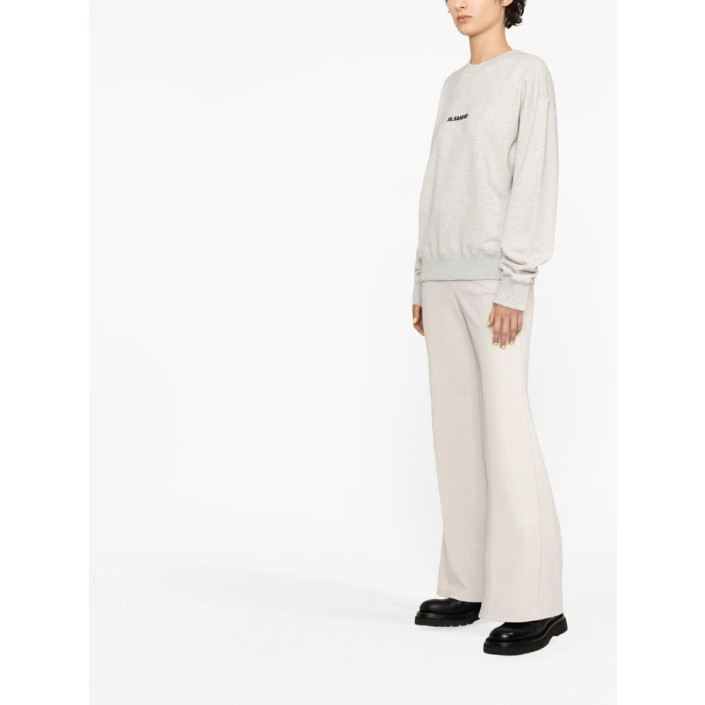 Jil Sander Witte Sweater met Logo Print White Dames