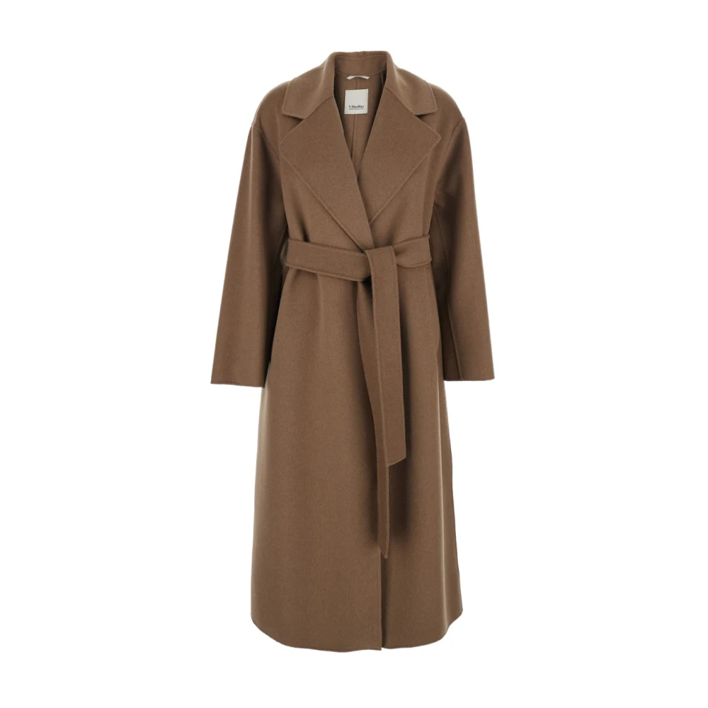 Max Mara Brown Belted Coats, Female, S, Hobby Double-Breasted Coat