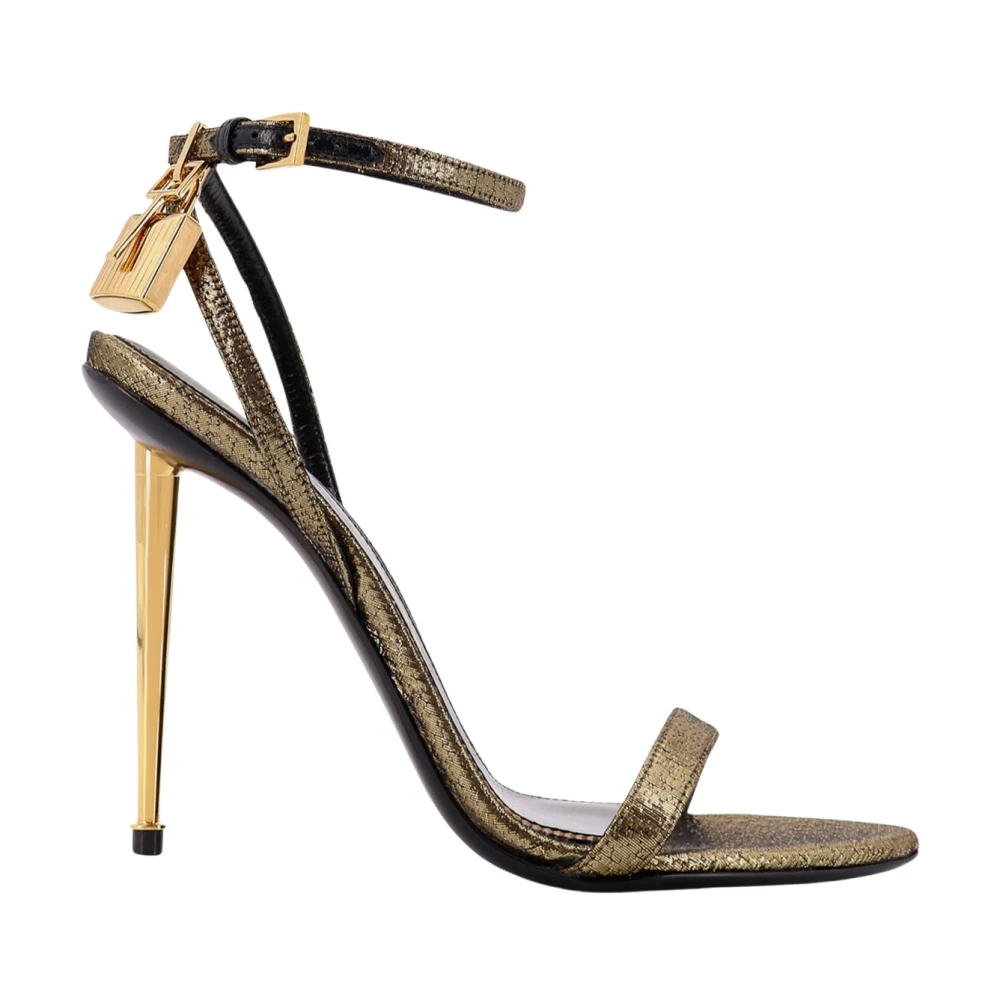 Tom Ford Women's Yellow Hammered-Effect Pointy Naked Sandals