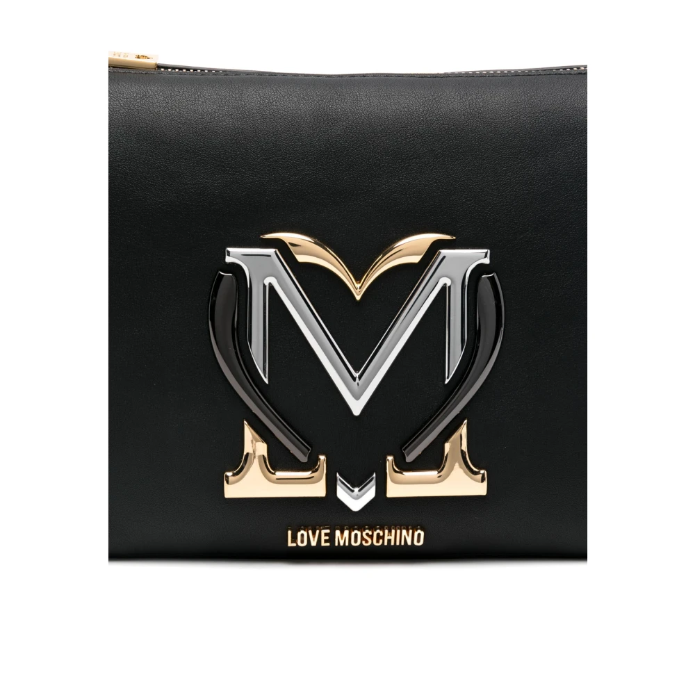 Love Moschino Zwarte schoudertas met logoplaquette Black Dames