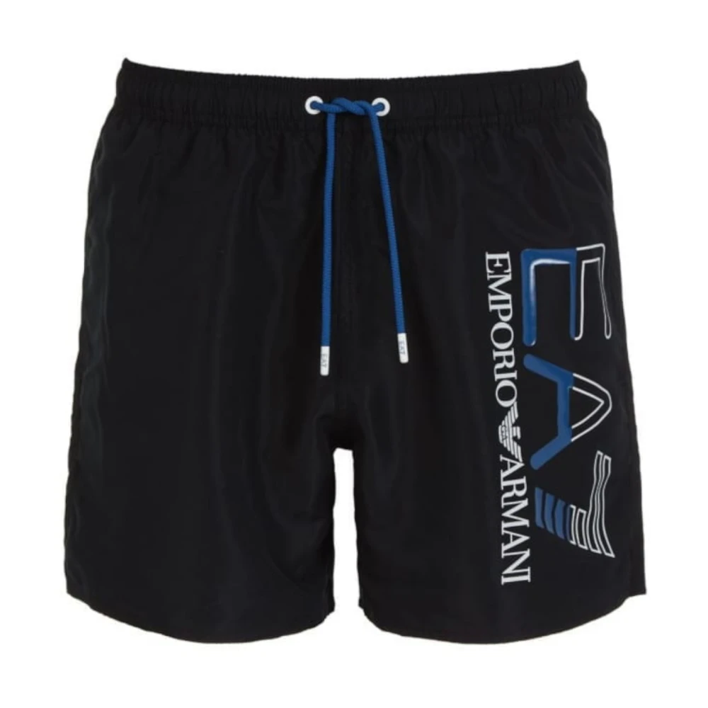 Emporio Armani EA7 Zwarte zwemboxers met blauw logo Black Heren